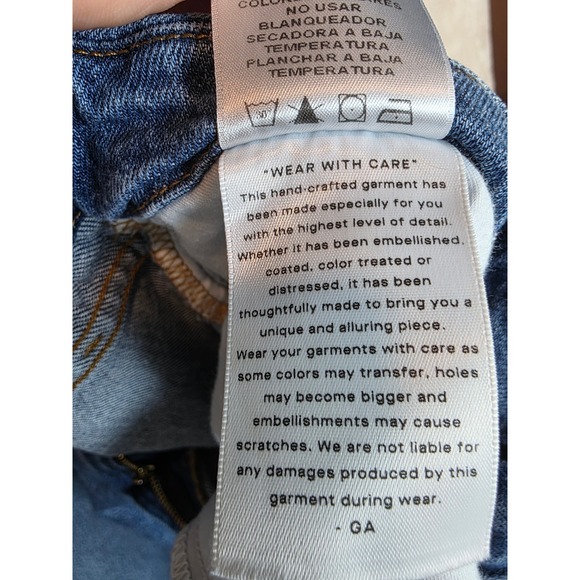 Good American Womens High Rise Straight Leg Blue Jeans Raw Hem Size 18 GCB235T - Picture 12 of 14